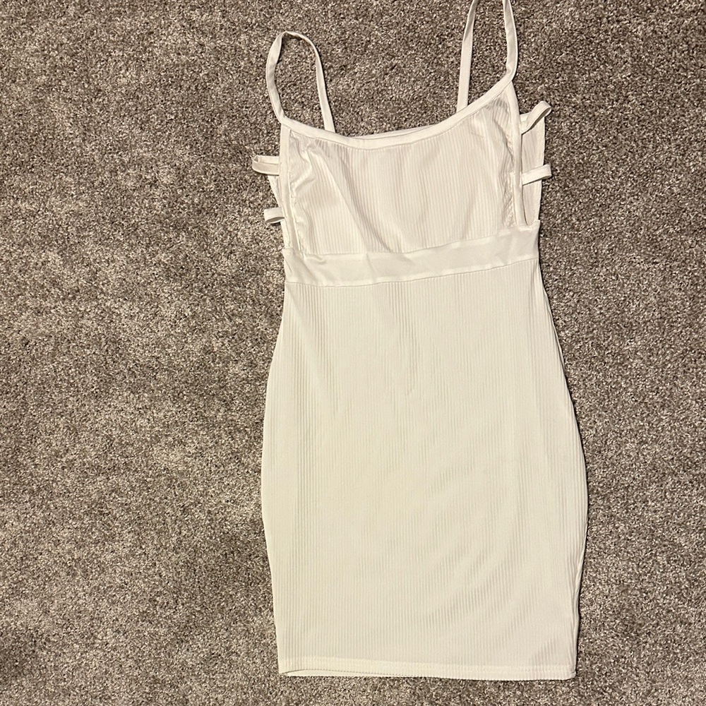 White Ribbed Bodycon Dress